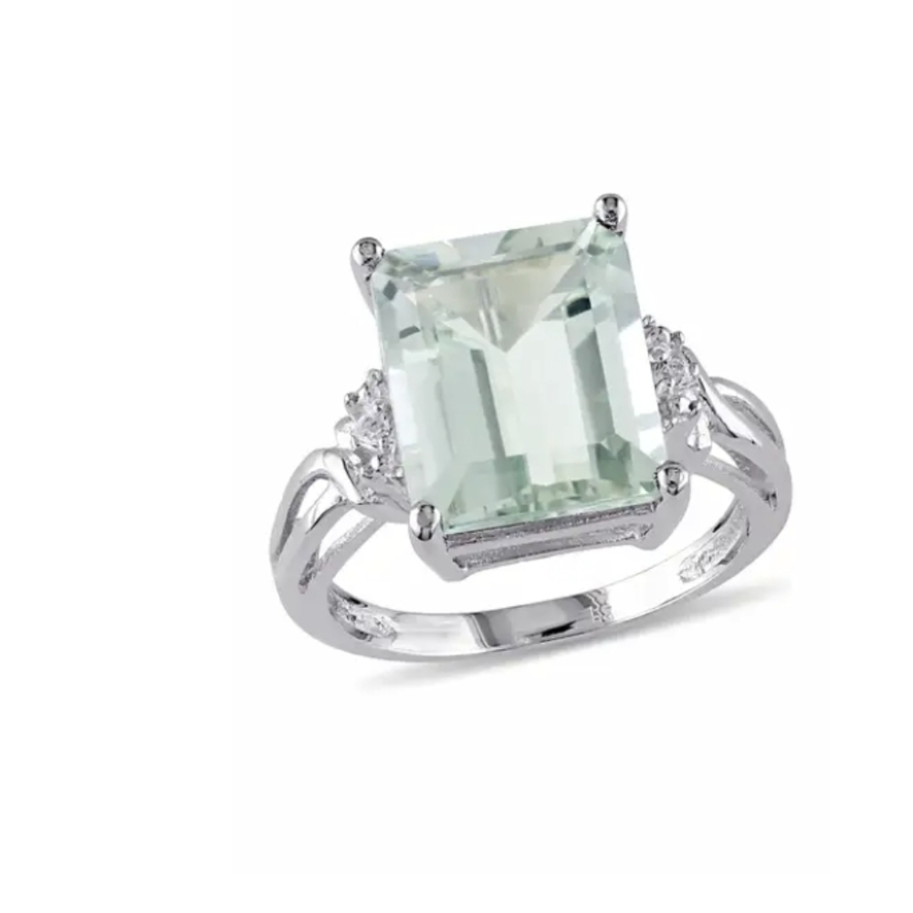 Sterling Silver pasiolite & White Topaz  Ring